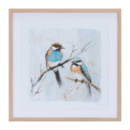 21" x 21" Framed Bird Couple Wall Print Set